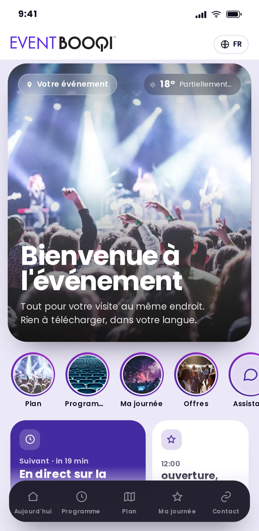 EventBooqi avec le guide numérique sur un téléphone